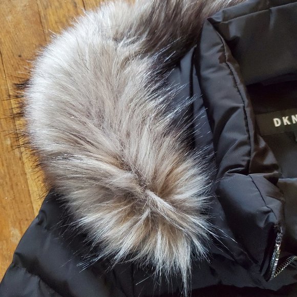 DKNY Faux-fur-trim Puffer Coat - Black - L - Picture 5 of 11